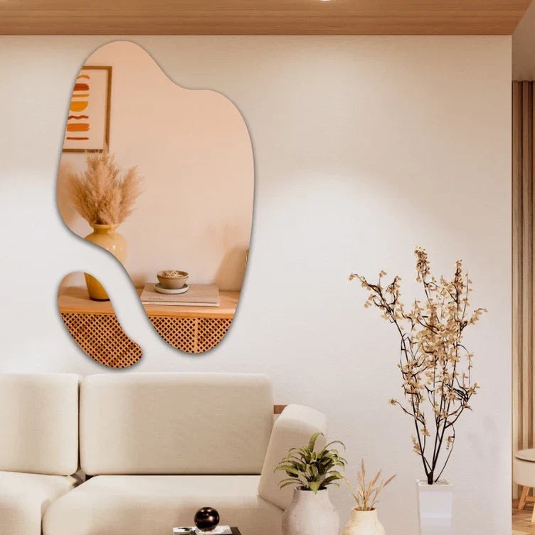Specchio organico grande ed elegante – decorativo futuristico astratto (set da 2 pezzi) – Saldi