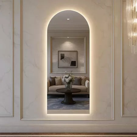 Specchio ovale Pinterest con base dritta e LED 150 cm / 170 cm – Saldi