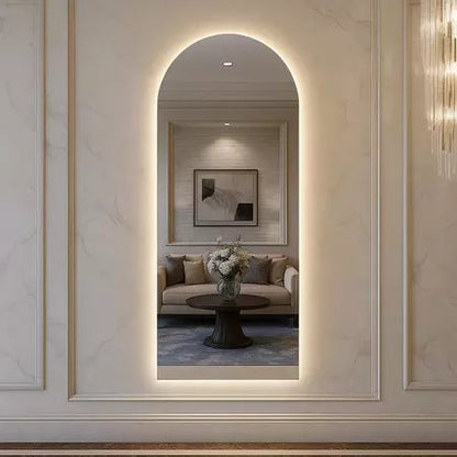 Specchio ovale Pinterest con base dritta e LED 150 cm / 170 cm – Saldi