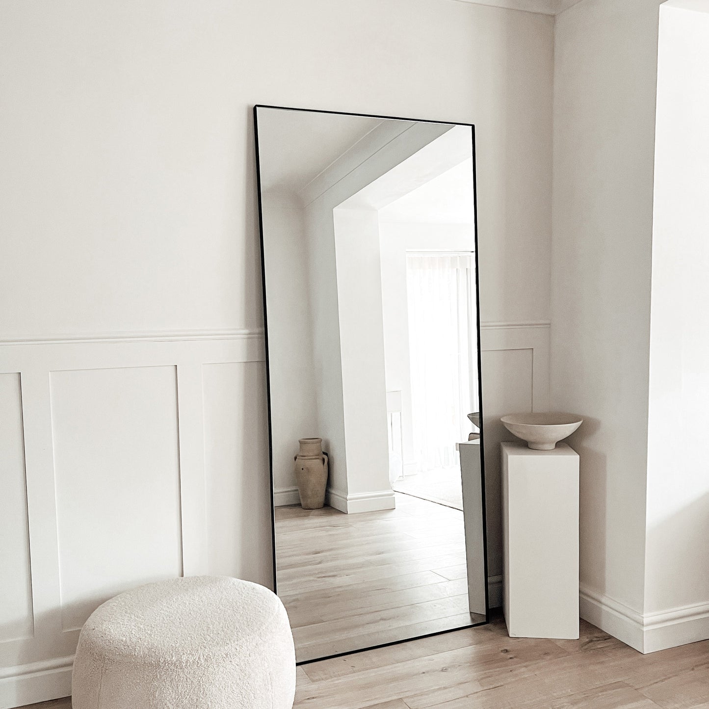 Xavril – Grande specchio a figura intera rettangolare in metallo nero, 179 cm x 80 cm